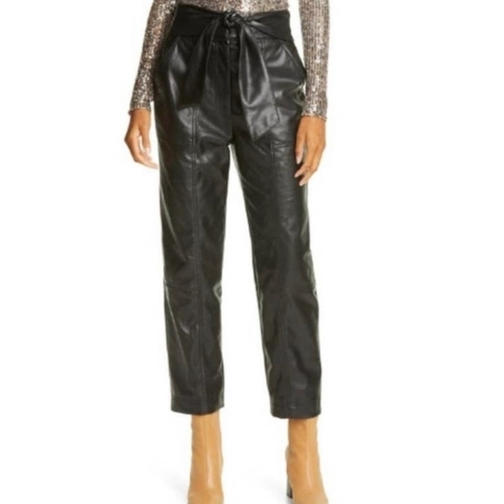 Joie Adorabella High-Waist Belted  Leather (Faux) Pants
